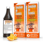 Emulsion de Escocia cod liver oil orange flavor bottle front view packaging