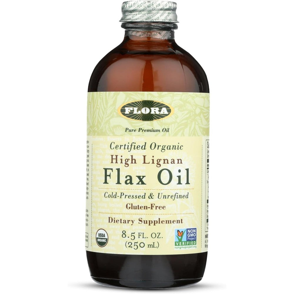 Flora Certified Organic High Lignan Flax Oil bottle front view