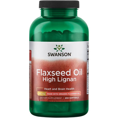 Swanson Flaxseed Oil High Lignan Omegatru 200 Softgels bottle front view