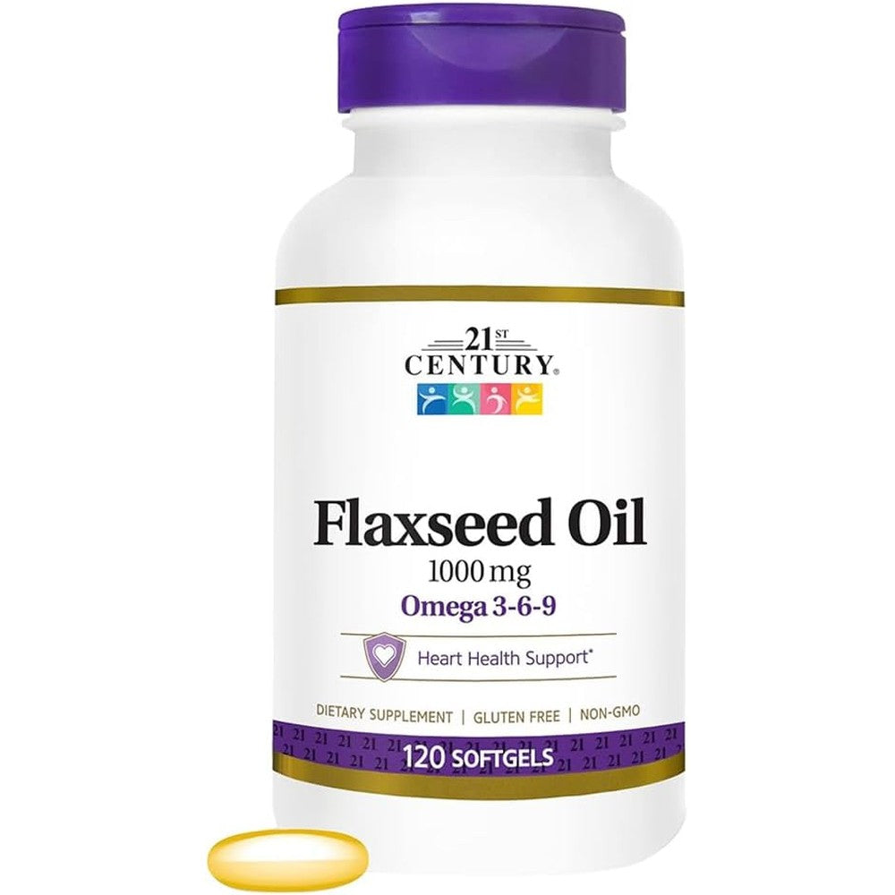 21st Century Flaxseed Oil 1000mg 120 Softgels front view