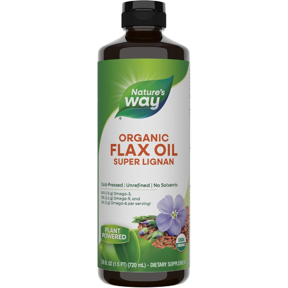 Nature's Way Organic Flax Oil Super Lignan 24 Fluid Ounce front view