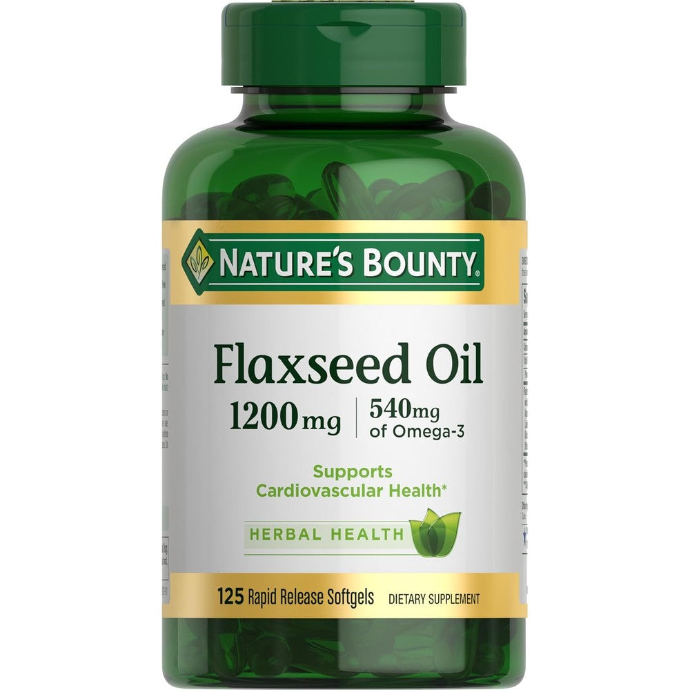Nature's Bounty Flaxseed Oil 1200 mg bottle front view