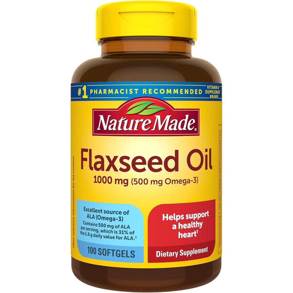 Nature Made Flaxseed Oil 1000 Milligrams 100 Count front view