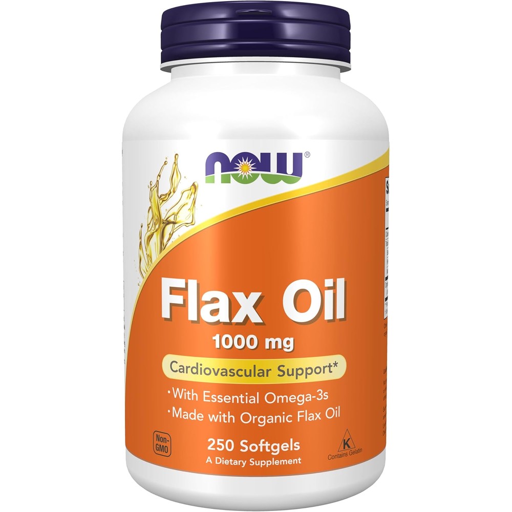 Now Foods Flax Oil 1000mg 250 softgels bottle front view
