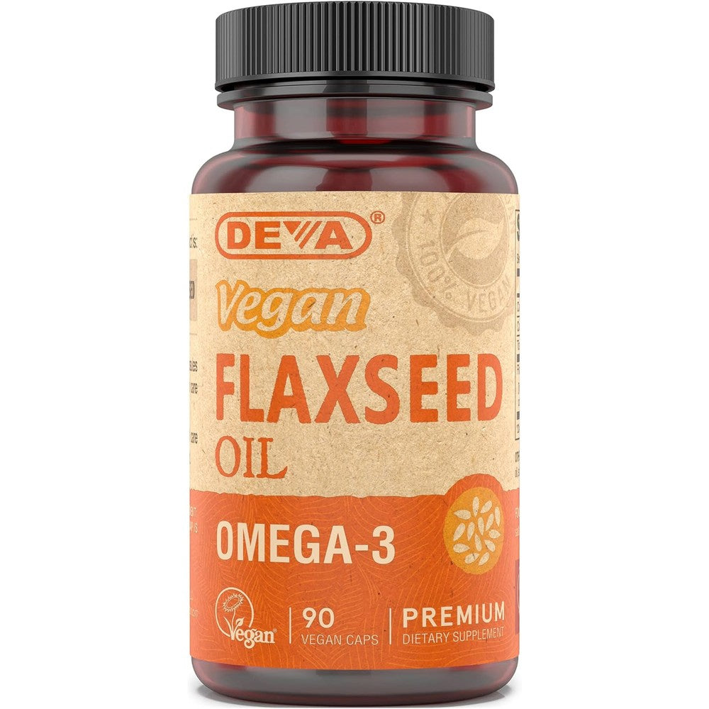 Deva Vegan Omega 3 Flaxseed Oil 1000mg front view