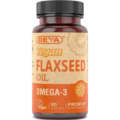 Deva Vegan Omega 3 Flaxseed Oil 1000mg front view