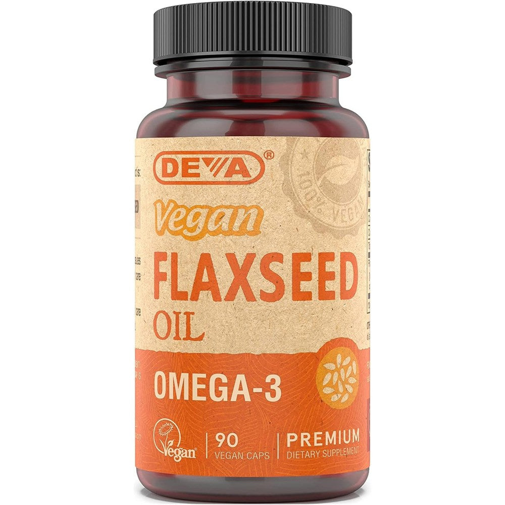 Deva vegan flax seed oil front view bottle packaging