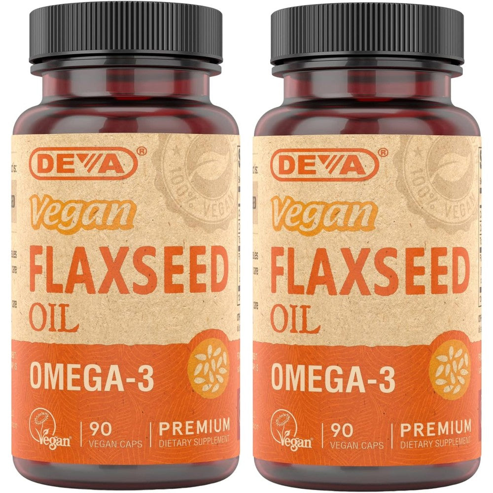 DEVA Organic Vegan Flax Seed Oil 2 Pack front view bottle