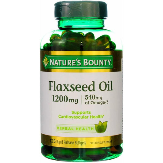 Nature's Bounty Flaxseed Oil 1200 mg twin pack front view showing product labels