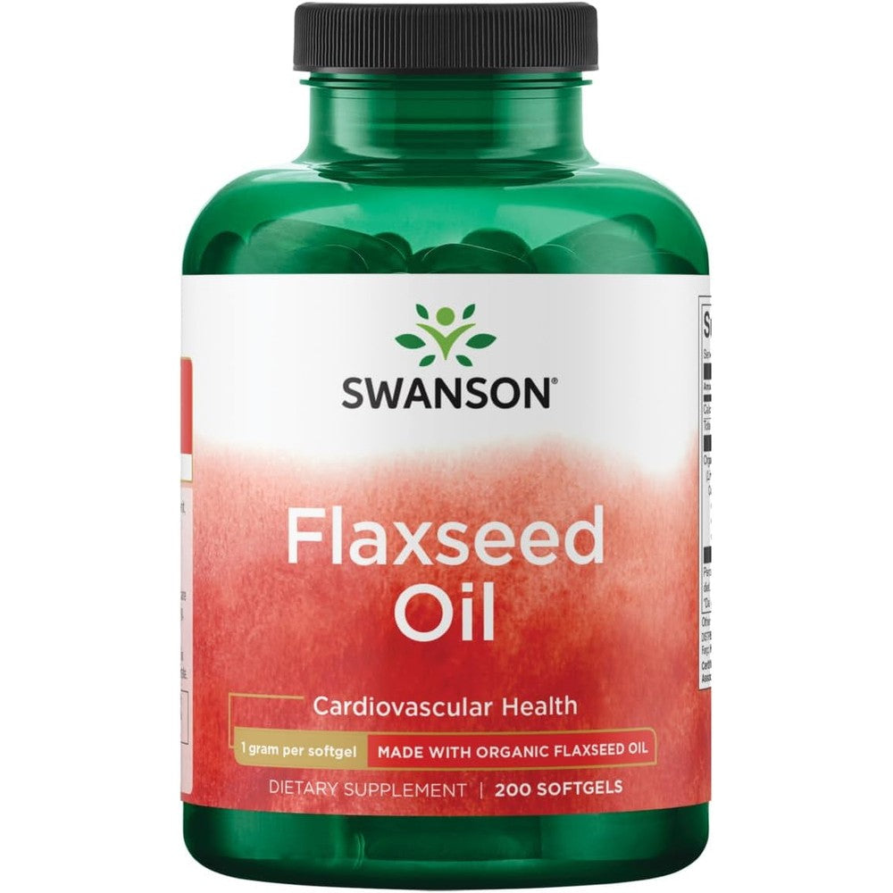 Swanson Flaxseed Oil Omegatru 1000 mg 200 Softgels Front Bottle View
