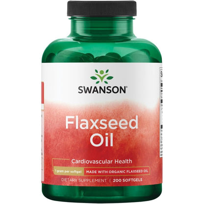 Swanson Flaxseed Oil Omegatru 1000 mg 200 softgels bottle front view plant based omega supplement