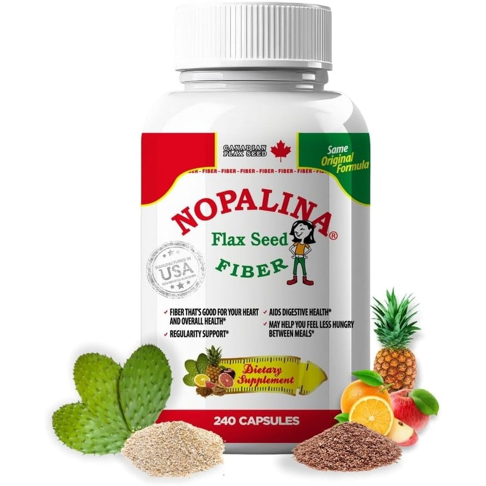 Nopalina Flax Seed Plus Formula 240 Capsules front view bottle