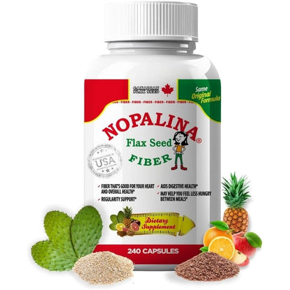Nopalina Flax Seed Plus Formula 240 Capsules front view bottle