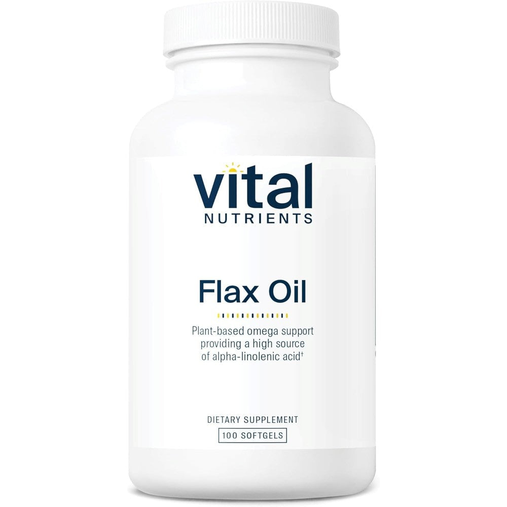Vital Nutrients Flax Seed Oil 3000mg 100 Softgels front view for heart health support