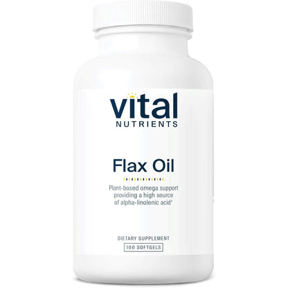 Vital Nutrients Flax Seed Oil 3000mg 100 Softgels front view for heart health support