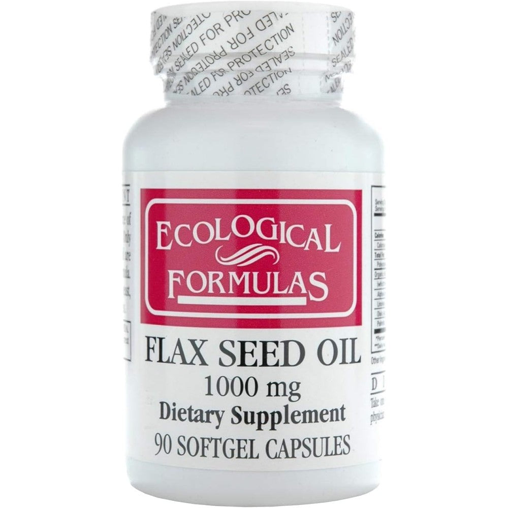 Ecological Formulas Organic Flax Seed Oil 1000mg White Capsules 90 Softgel Capsules bottle front view