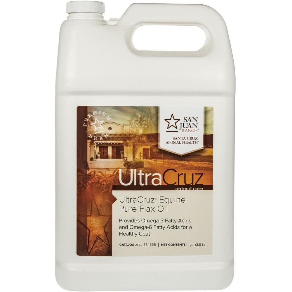UltraCruz Equine Pure Flax Oil 1 Gallon container front view premium horse supplement