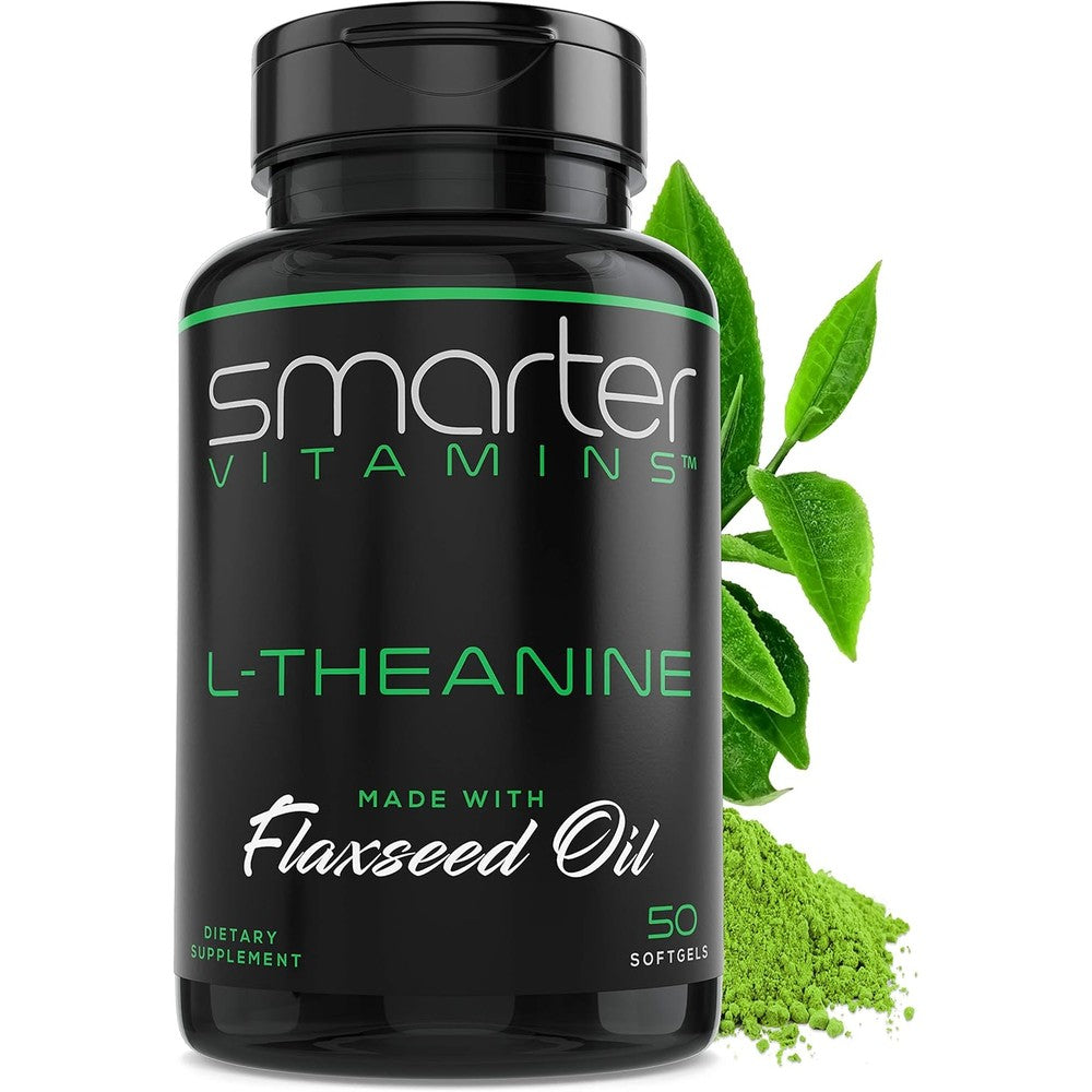 SmarterVitamins L-Theanine 250mg Supplement front view bottle for stress relief