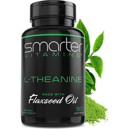 SmarterVitamins L-Theanine 250mg Supplement front view bottle for stress relief