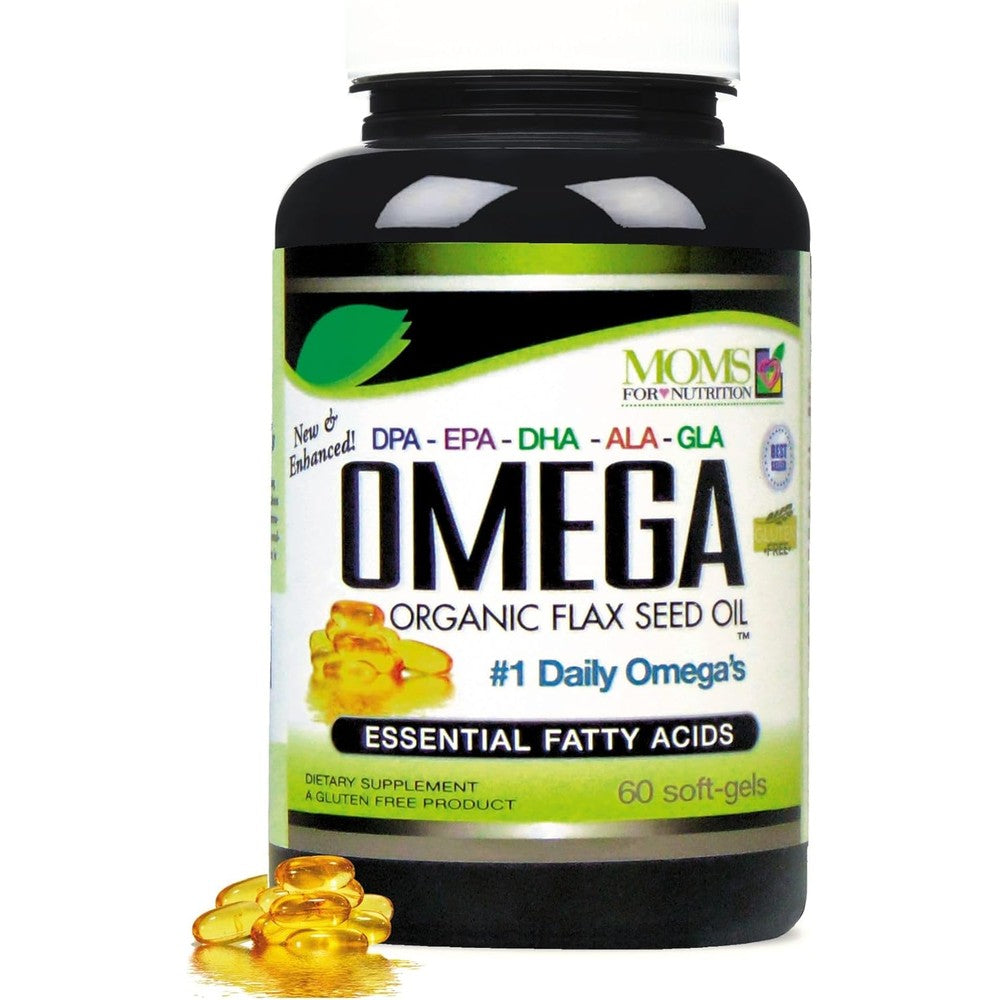 Ecostream Naturals Moms For Nutrition Omega 3 6 9 Blend 60 softgels front view bottle.
