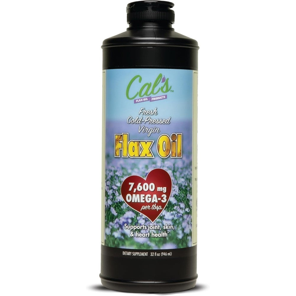 Cal's cold pressed flax oil liquid supplement front view packaging