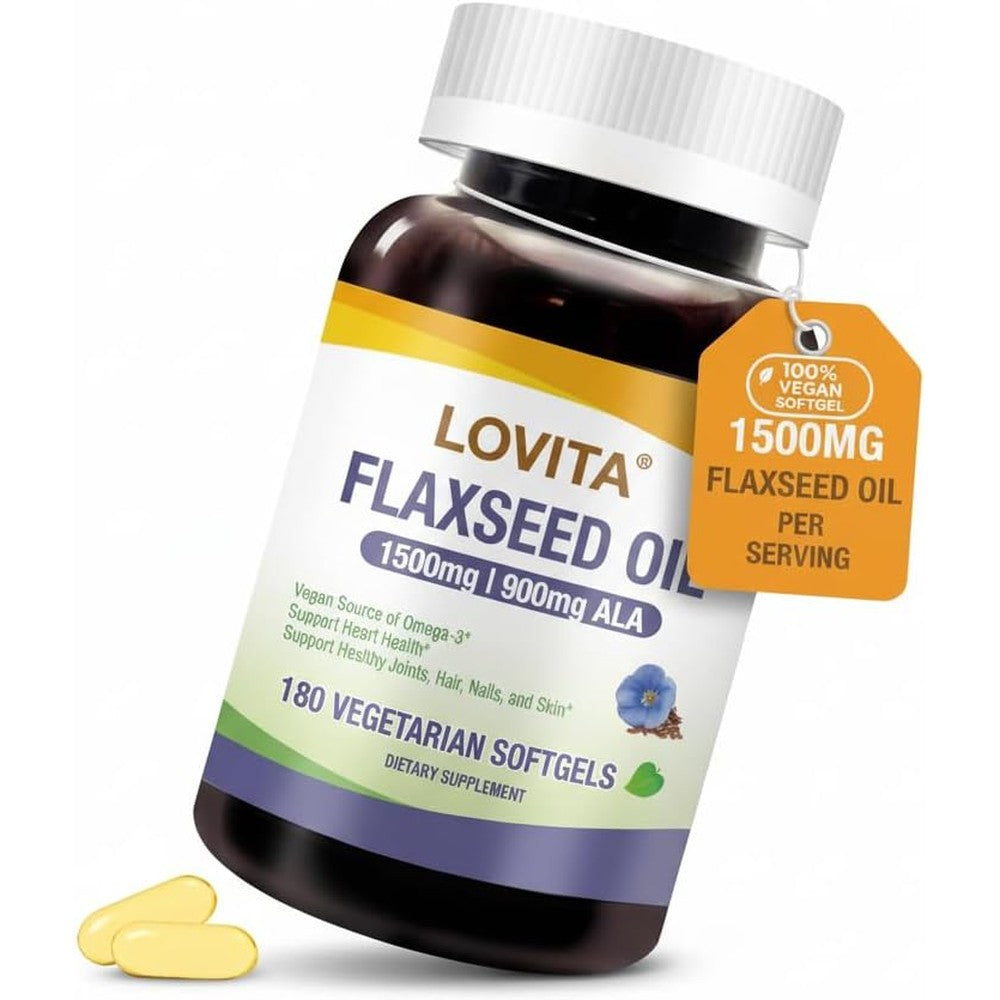 Lovita Vegan Flaxseed Oil 1500mg bottle front view supplement