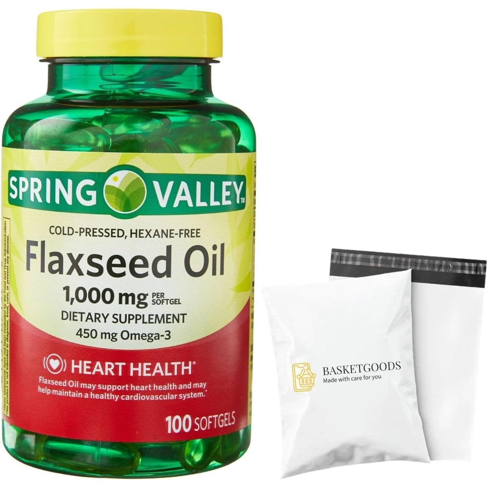 BBETTER Basket Goods Flaxseed Oil 1000mg Vegan Softgels front view for heart health support