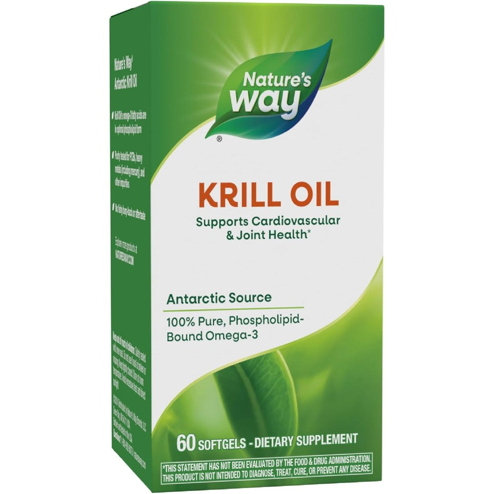 Nature's Way Antarctic Krill Oil 60 Softgels front view bottle