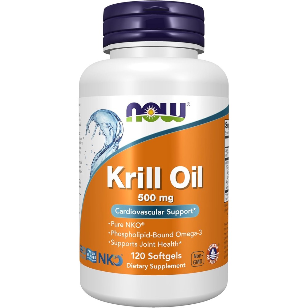 Now Foods Neptune Krill Oil 500mg front view bottle for premium joint health support.
