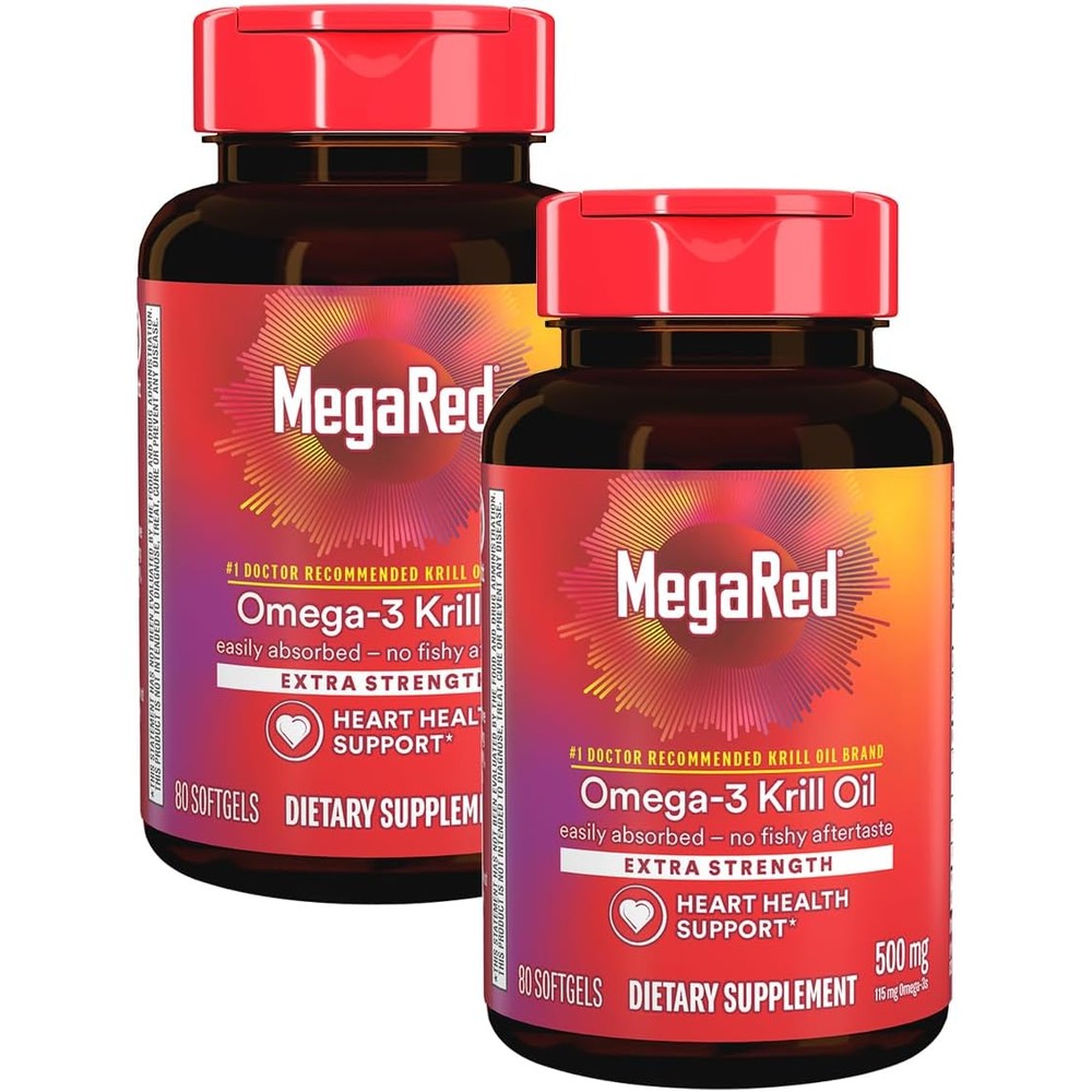 Megared Extra Strength Omega 3 Krill Oil front view bottle packaging