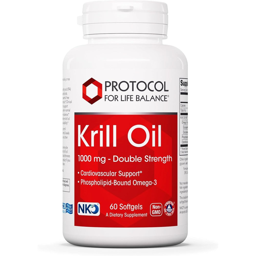 Protocol For Life Balance krill oil 1000 mg front view bottle packaging