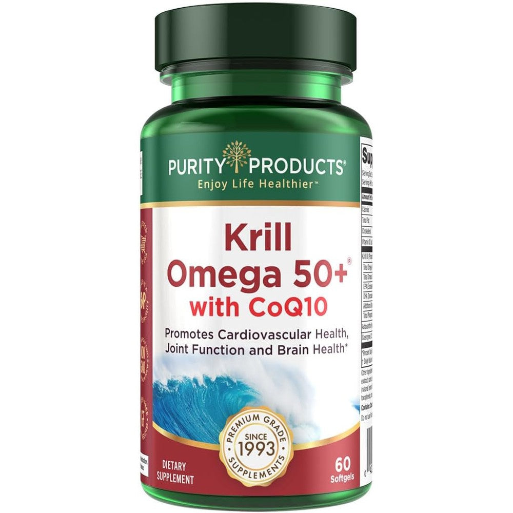 Purity Products Krill Omega 50 Plus CoQ10 Softgels front view packaging