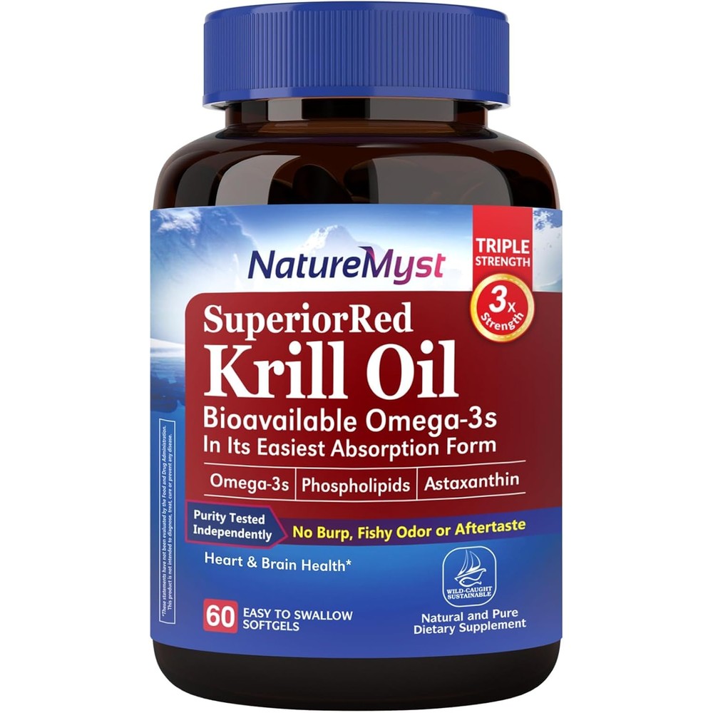 NatureMyst Antarctic Krill Oil 1000 Milligrams bottle front view authentic health supplement