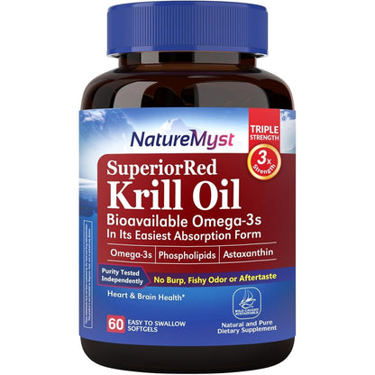 NatureMyst Antarctic Krill Oil 1000 Milligrams bottle front view authentic health supplement