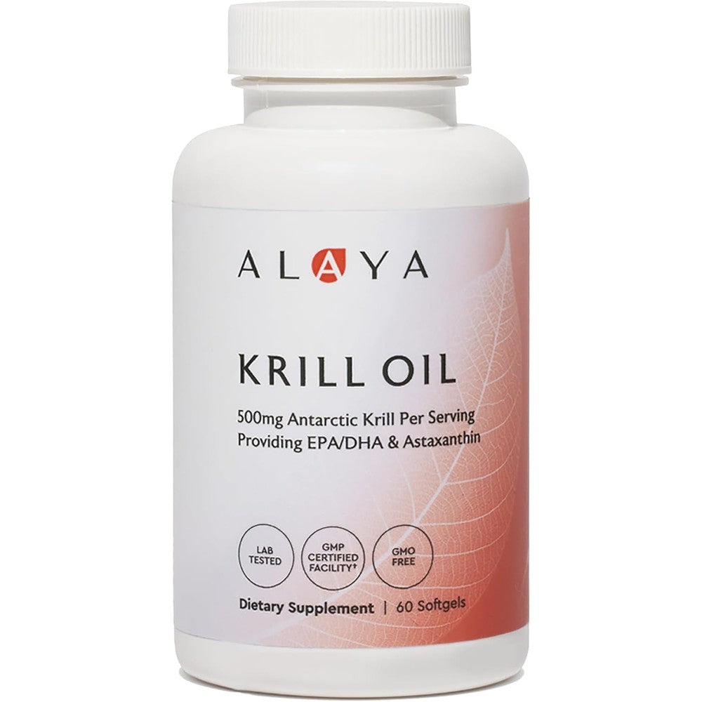 Alaya Naturals Antarctic Krill Oil 500mg 60 softgels bottle front view