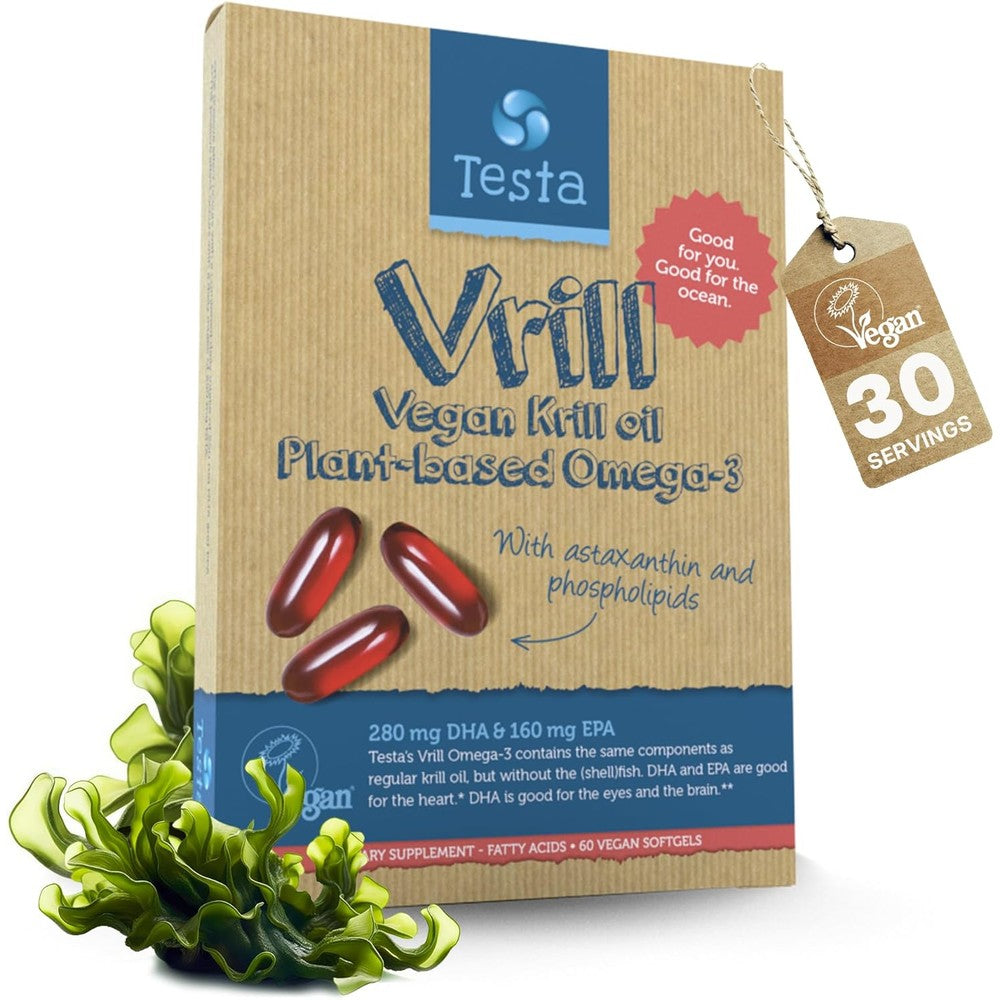 Testa Omega 3 Vegan Krill Supplement front view bottle packaging