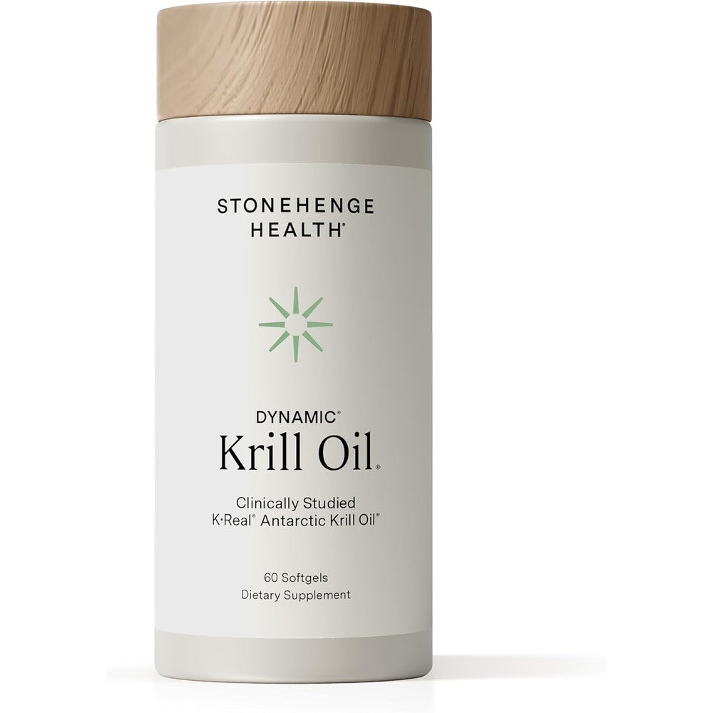 Stonehenge Health Dynamic Krill Oil 1600mg bottle front view for premium heart health support.