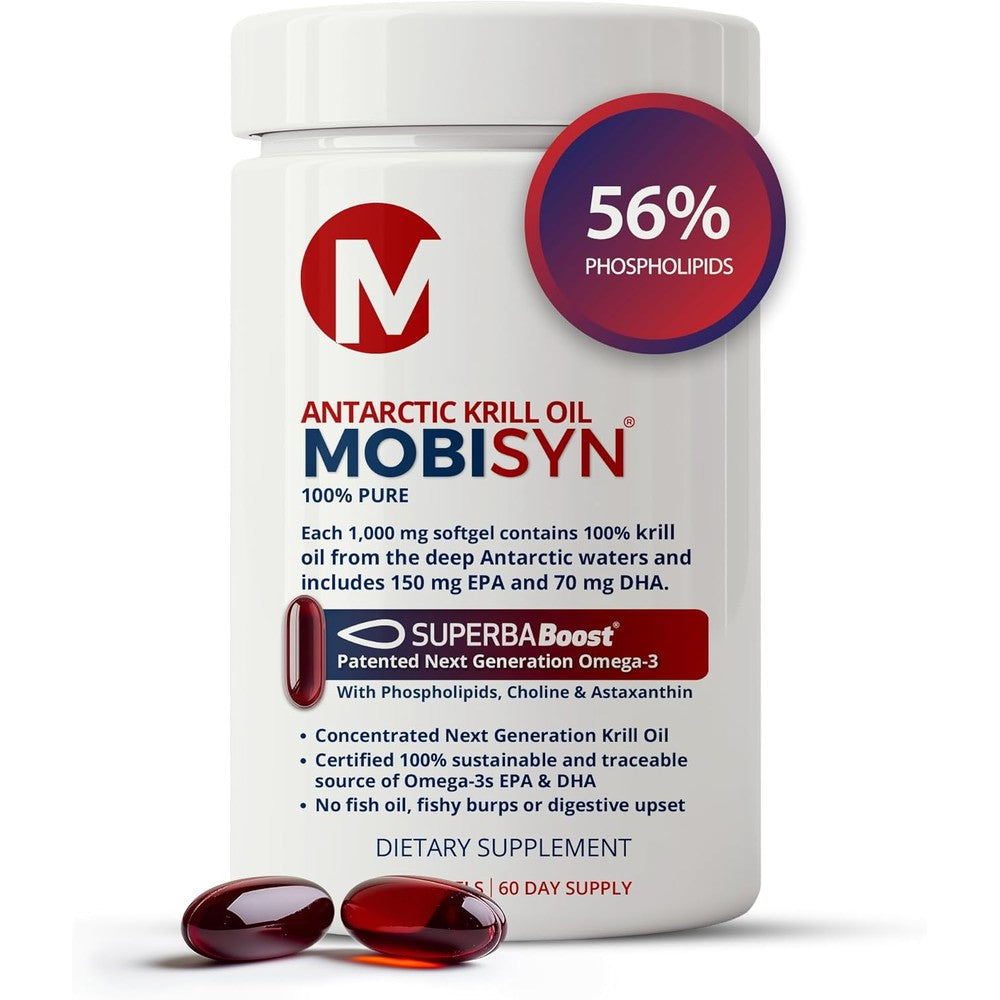 Mobisyn Pure Antarctic Krill Oil supplement bottle front view