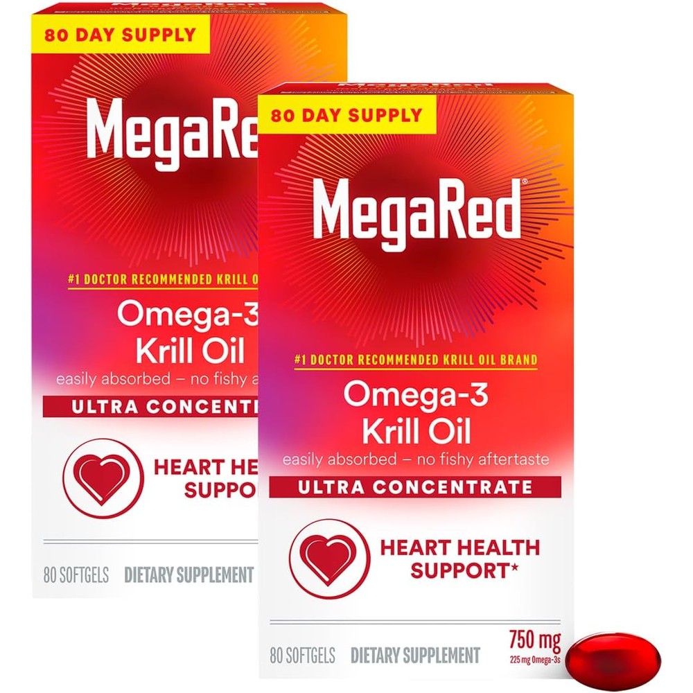 MegaRed Ultra Concentrate 750 Milligram Omega 3 Krill Oil front view bottle