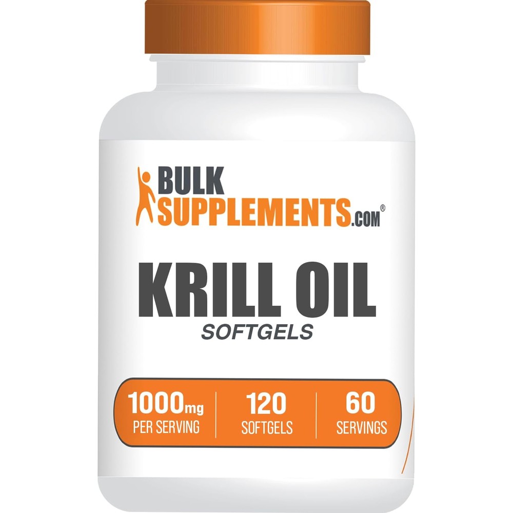 BulkSupplements Krill Oil 1000mg Softgels front view bottle container