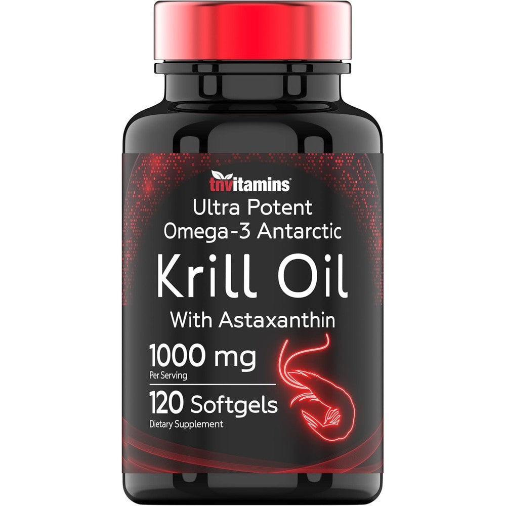 TNVitamins Antarctic Krill Oil 1000mg 120 Softgels front bottle view