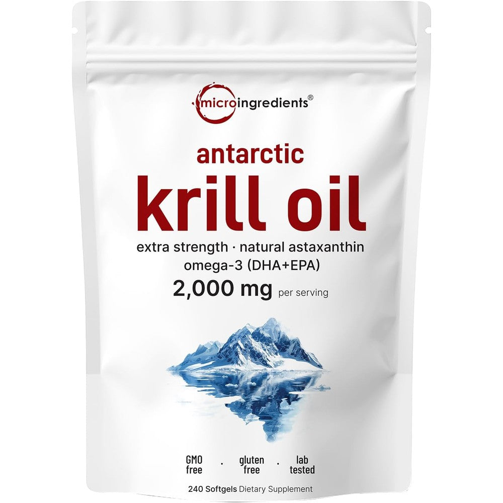 Micro Ingredients Antarctic Krill Oil front pouch view authentic health supplement