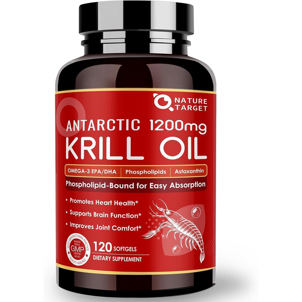 Nature Target krill oil 1200mg front view bottle packaging
