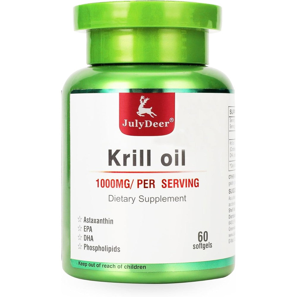 JulyDeer Antarctic Krill Oil front view bottle packaging