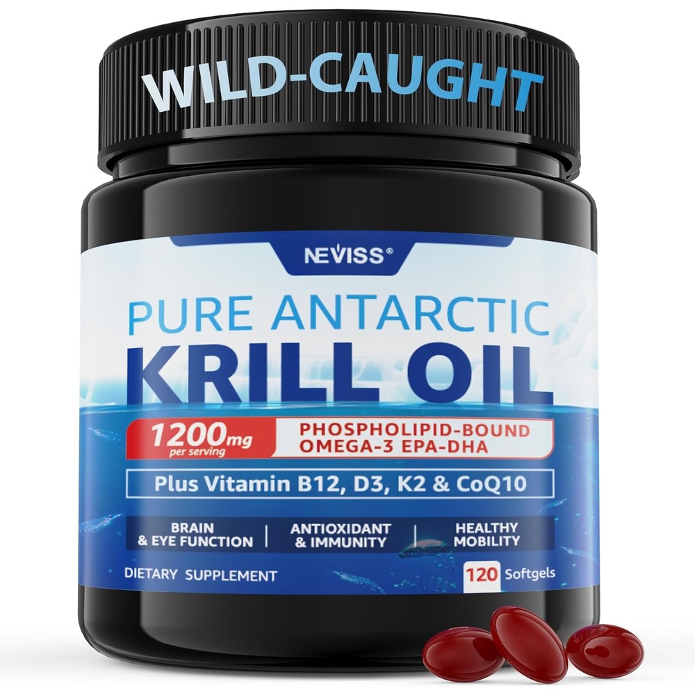 Neviss Pure Antarctic Krill Oil front view bottle