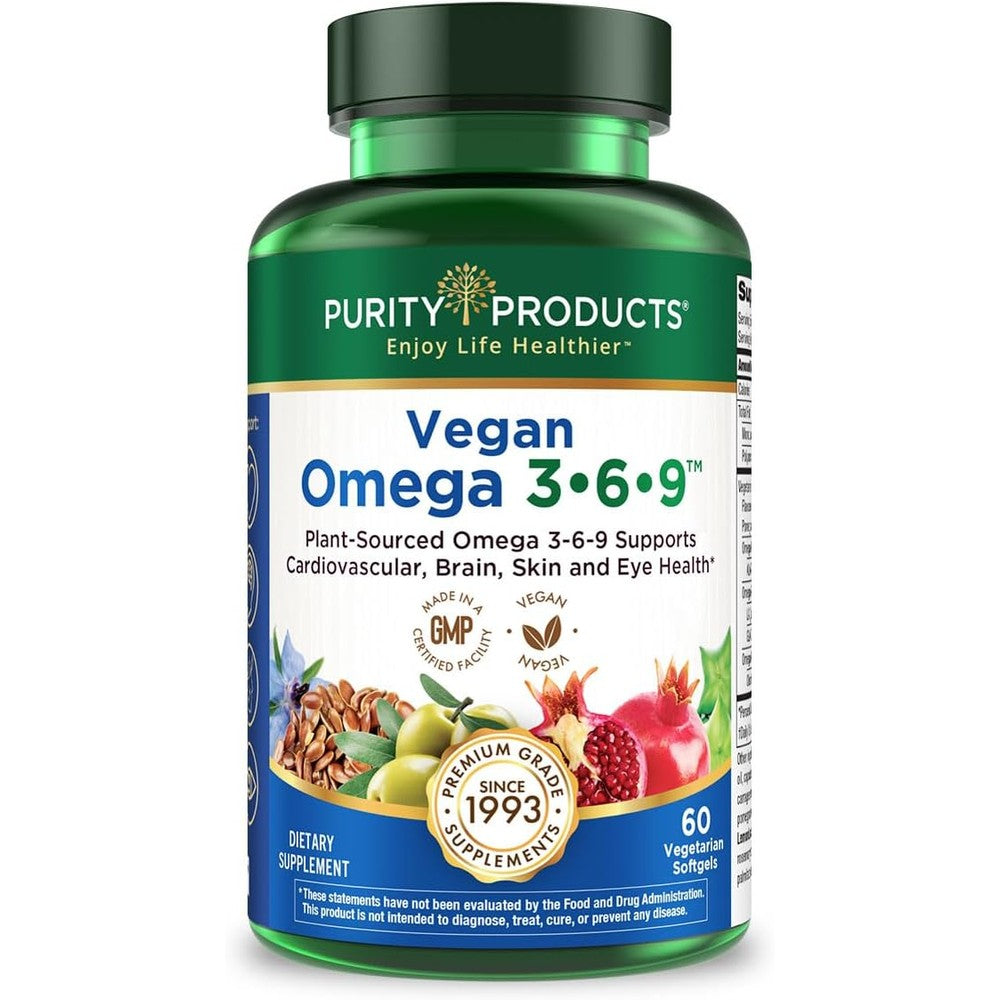Purity Products Vegan Omega 3-6-9 bottle front view