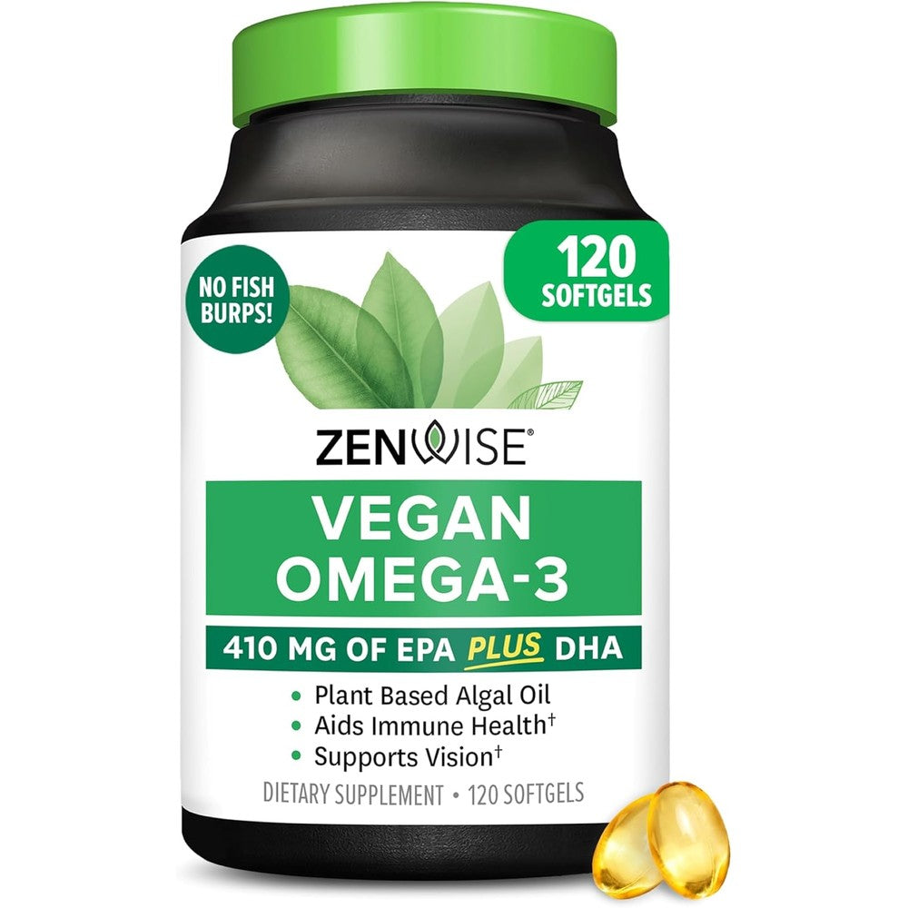 Zenwise Health Vegan Omega 3 Algae Oil front view bottle
