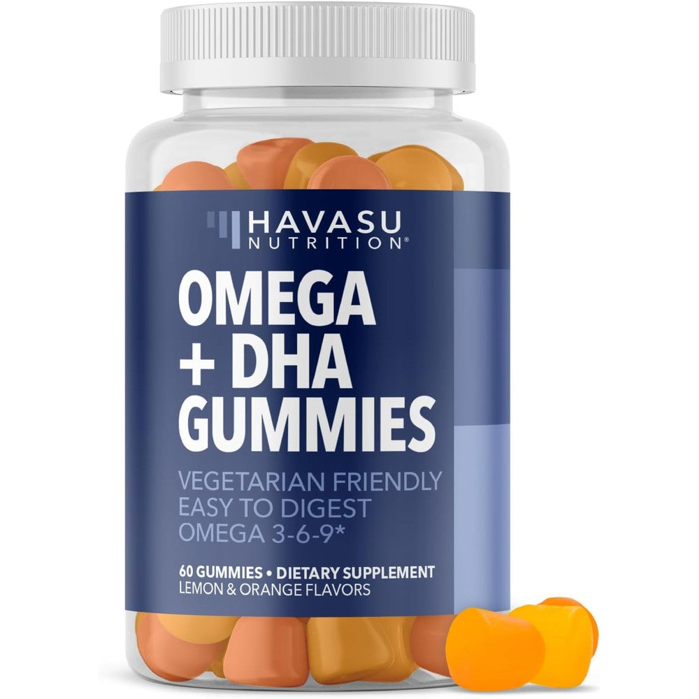 Havasu Nutrition Omega 3 6 9 DHA Gummies front bottle view