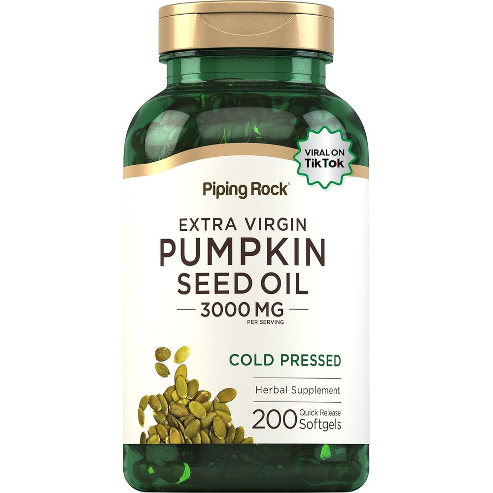 Piping Rock Pumpkin Seed Oil 3000mg 200 Softgels front view