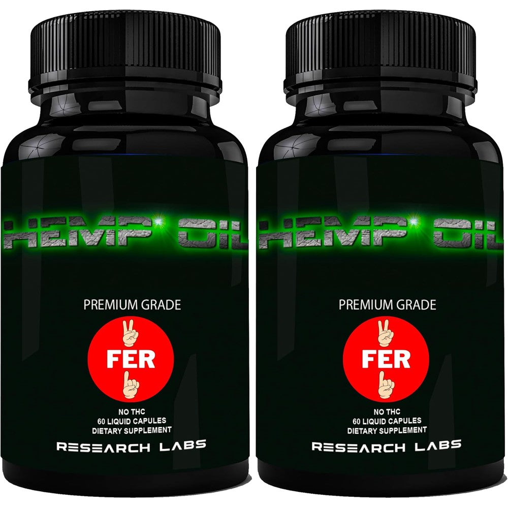 Research Labs Premium Hemp Oil 120 Capsules front view package